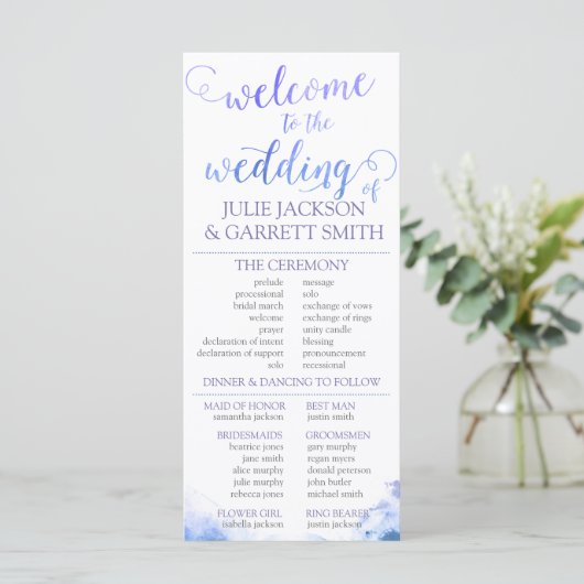 Hochzeitsprogramm - Watercolor - US-Hochzeitsprogr Programm (Stehend Vorderseite)