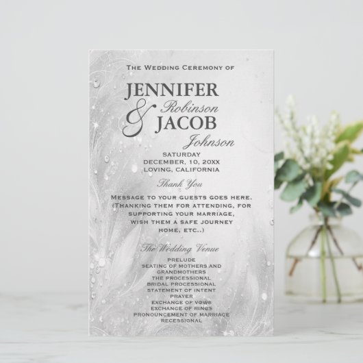 Hochzeitsprogramm | Weichsilber (Stehend Vorderseite)