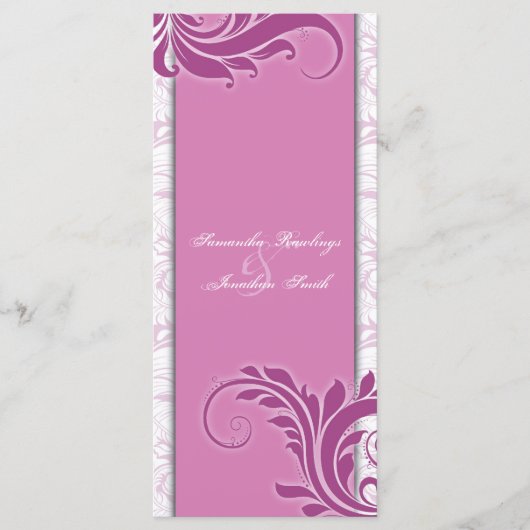Hochzeitsprogramm Weißrosa Rosa Elegant Blumen Programm (Vorderseite)