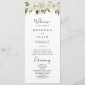 Hochzeitsprogramm "White Winter Peony Floral" Programm (Vorderseite)