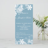 Hochzeitsprogramm "Winter Blue White Snowflakes" Programm (Stehend Vorderseite)