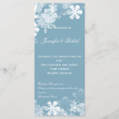Hochzeitsprogramm "Winter Blue White Snowflakes" Programm (Vorderseite)