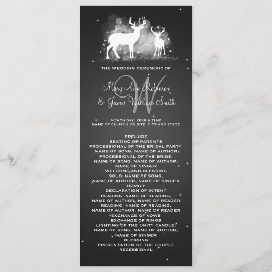 Hochzeitsprogramm Winter Deer Sparkle Black Programm (Vorderseite)
