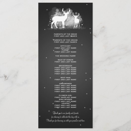 Hochzeitsprogramm Winter Deer Sparkle Black Programm (Rückseite)