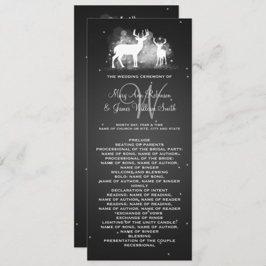Hochzeitsprogramm Winter Deer Sparkle Black Programm (Vorne/Hinten)