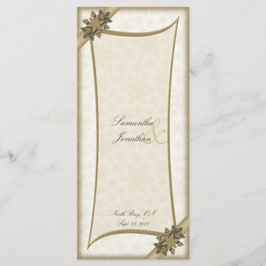 Hochzeitsprogramm Winter Gold & Weiße Schneeflocke Programm (Vorderseite)