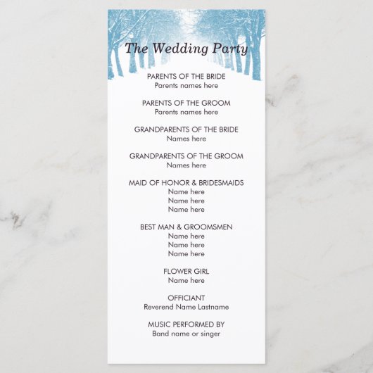 Hochzeitsprogramm Winterbaumweg Programm (Rückseite)