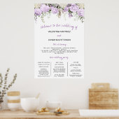 Hochzeitsprogramm Zeichengröße Lila Rose Blumenmus Poster (Küche)