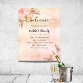 Hochzeitsprogramm Zeitplan mit rosa Pampas-Rosen-B Poster