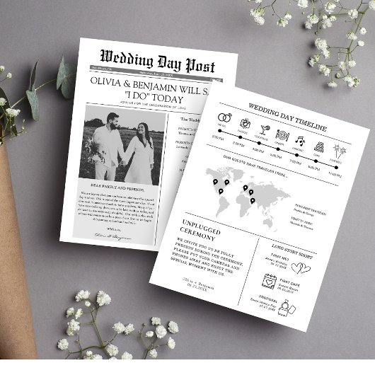 Hochzeitsprogramm Zeitung Zeitplan Flyer