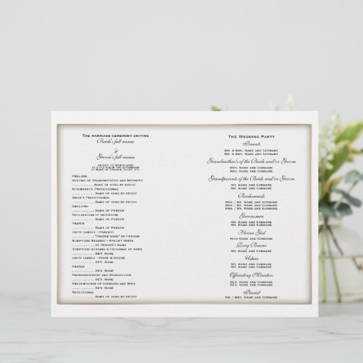 Hochzeitsprogramm (zwei) (Stehend Vorderseite)