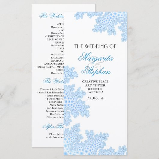 Hochzeitsprogramme am Strand mit Korallen Programm (Vorne/Hinten)