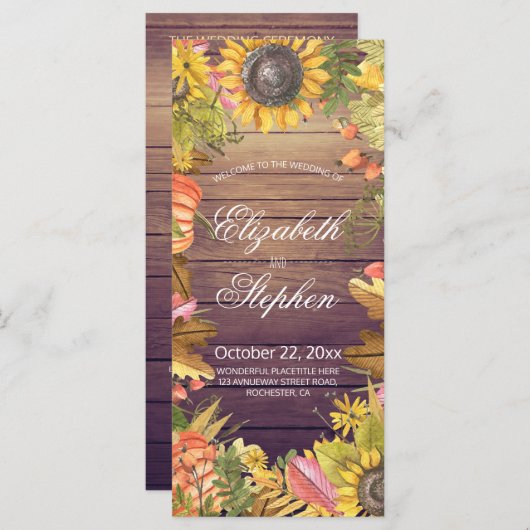 Hochzeitsprogramme Autumn Maple Blätter Pumpkins W Programm (Vorne/Hinten)