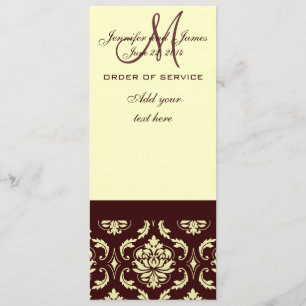 Hochzeitsprogramme Brown Cream Damask Programm