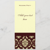 Hochzeitsprogramme Brown Cream Damask Programm (Rückseite)