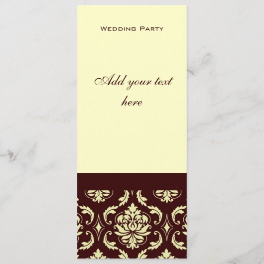 Hochzeitsprogramme Brown Cream Damask Programm (Rückseite)