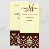 Hochzeitsprogramme Brown Cream Damask Programm (Vorne/Hinten)