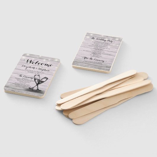 Hochzeitsprogramme Champagner Glass Rustikales Hol Fächer (Non-assembled)