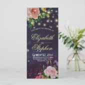 Hochzeitsprogramme Chic florale Lila String Lights Programm (Stehend Vorderseite)