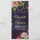 Hochzeitsprogramme Chic florale Lila String Lights Programm (Vorderseite)