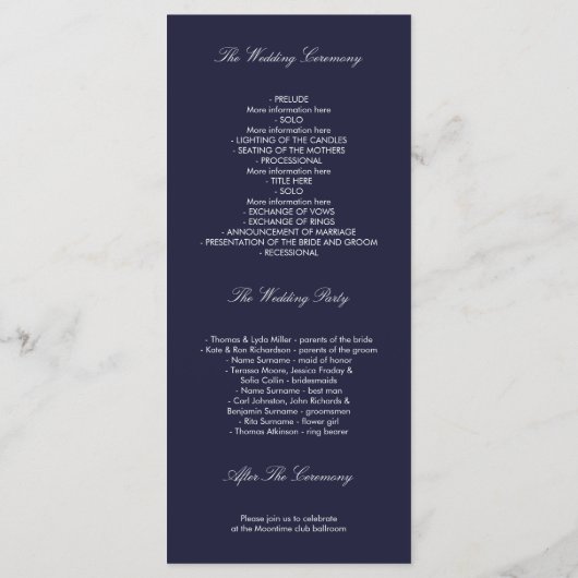 Hochzeitsprogramme der Sternenflotte und des Golde Programm (Rückseite)