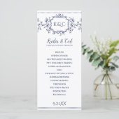 Hochzeitsprogramme - Elegante marine blaue Reben Programm (Stehend Vorderseite)