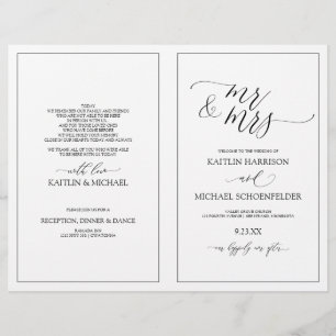 Hochzeitsprogramme Elegante Skinny Calligraphy Bla