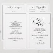 Hochzeitsprogramme Elegante Skinny Calligraphy Bla (Vorne/Hinten)