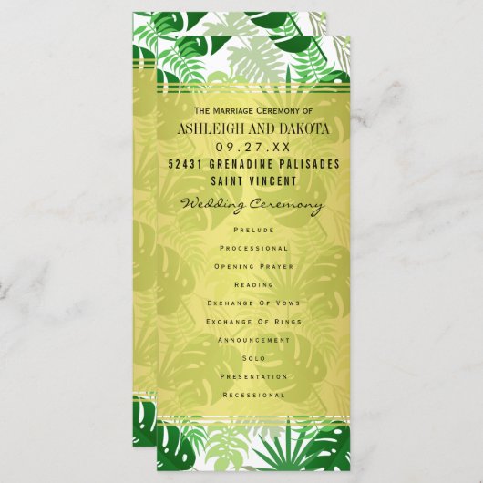 Hochzeitsprogramme | Exotische tropische Blätter Programm (Vorne/Hinten)