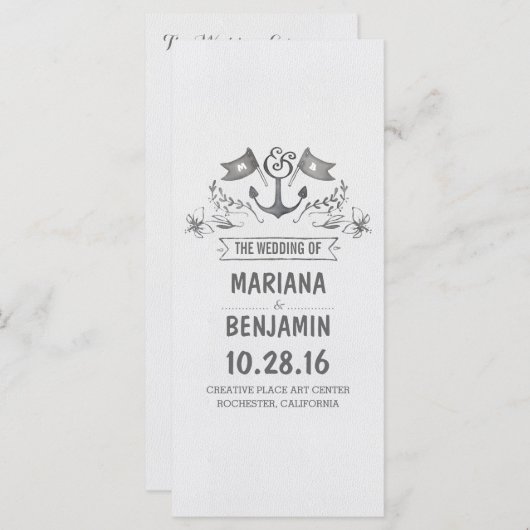 Hochzeitsprogramme für Anker Programm (Vorne/Hinten)