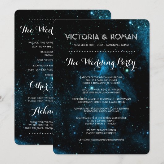 Hochzeitsprogramme für Blaugalaxie Programm (Vorne/Hinten)