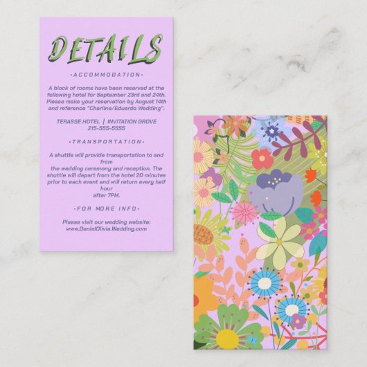 Hochzeitsprogramme für Blume Visitenkarte (Vorne/Hinten)