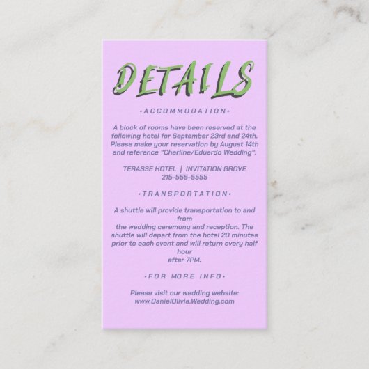 Hochzeitsprogramme für Blume Visitenkarte (Vorderseite)