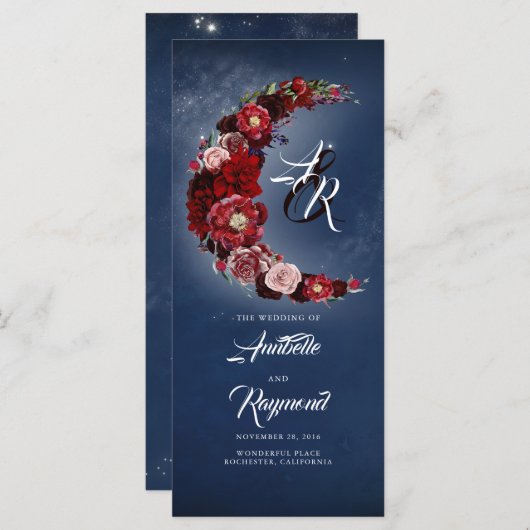 Hochzeitsprogramme für Burgund und Navy Blue Vinta Programm (Vorne/Hinten)