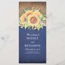 Hochzeitsprogramme für Burlap Lace und Sunflowers Programm