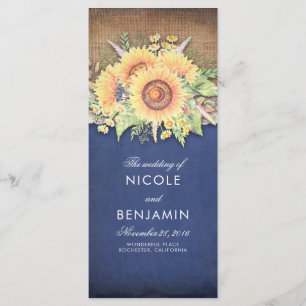 Hochzeitsprogramme für Burlap Lace und Sunflowers Programm