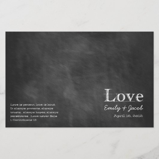 Hochzeitsprogramme für Chalkboards (Vorderseite)