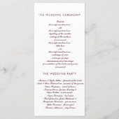 Hochzeitsprogramme für die Burgunder Marine und Go Programm (Rückseite)