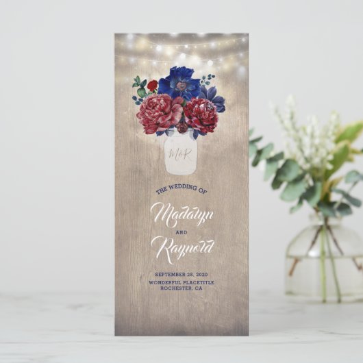 Hochzeitsprogramme für die Marine und Burgund Programm (Stehend Vorderseite)