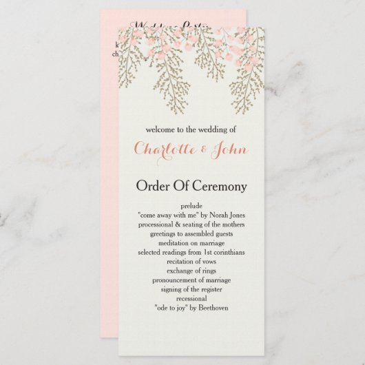 Hochzeitsprogramme für Elfenbein Programm (Vorne/Hinten)