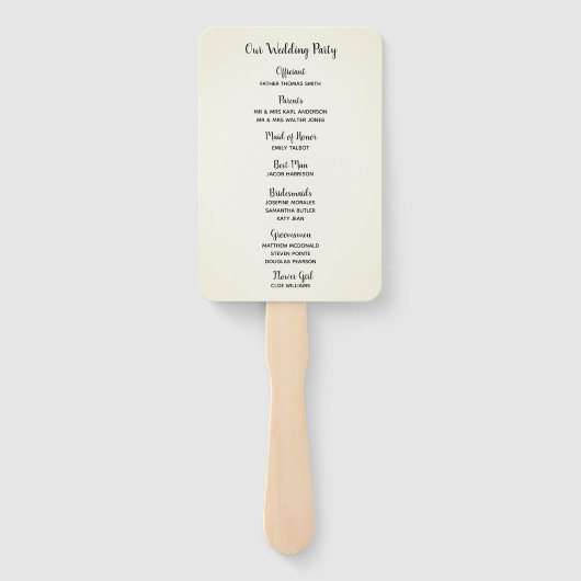 Hochzeitsprogramme für getrocknete Hopfen und Weiz Fächer (Rückseite)