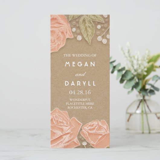 Hochzeitsprogramme für Gipskraut und Rosen Programm (Stehend Vorderseite)