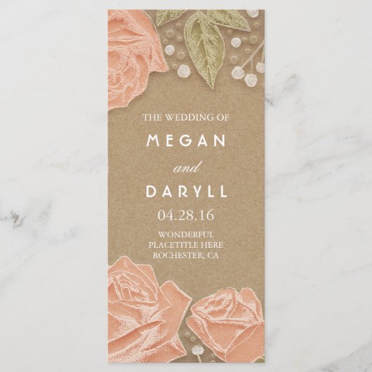 Hochzeitsprogramme für Gipskraut und Rosen Programm (Vorderseite)