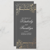 Hochzeitsprogramme für Gold und Grau Vintag Programm (Vorne/Hinten)