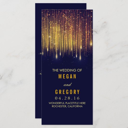 Hochzeitsprogramme für Gold und Navy Programm (Vorne/Hinten)