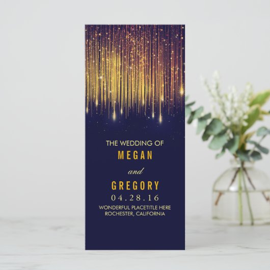 Hochzeitsprogramme für Gold und Navy Programm (Stehend Vorderseite)