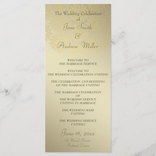 Hochzeitsprogramme für Golden Damask Programm (Vorderseite)