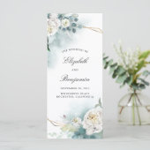 Hochzeitsprogramme für Grünpflanzen und Weiße Blum Programm (Stehend Vorderseite)