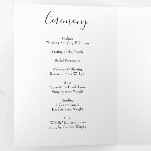 Hochzeitsprogramme für hellgelbe Rose und Peelings Dreifach-gefaltete Programmkarte (Innen Erste Seite)