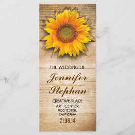 Hochzeitsprogramme für Holz und Sonnenblumen Programm